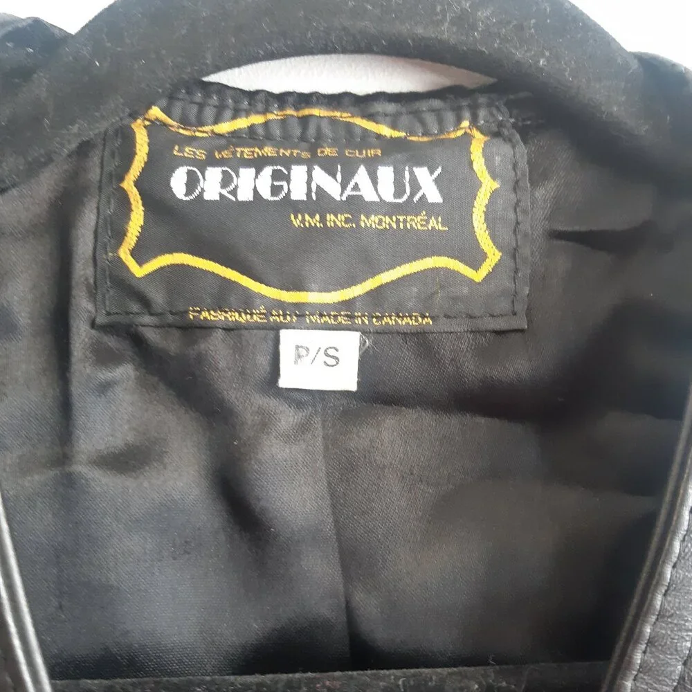 Vintage Genuine Leather Fringe Vest Biker Western Black Lace Up Made in Canada S - Picture 3 of 11